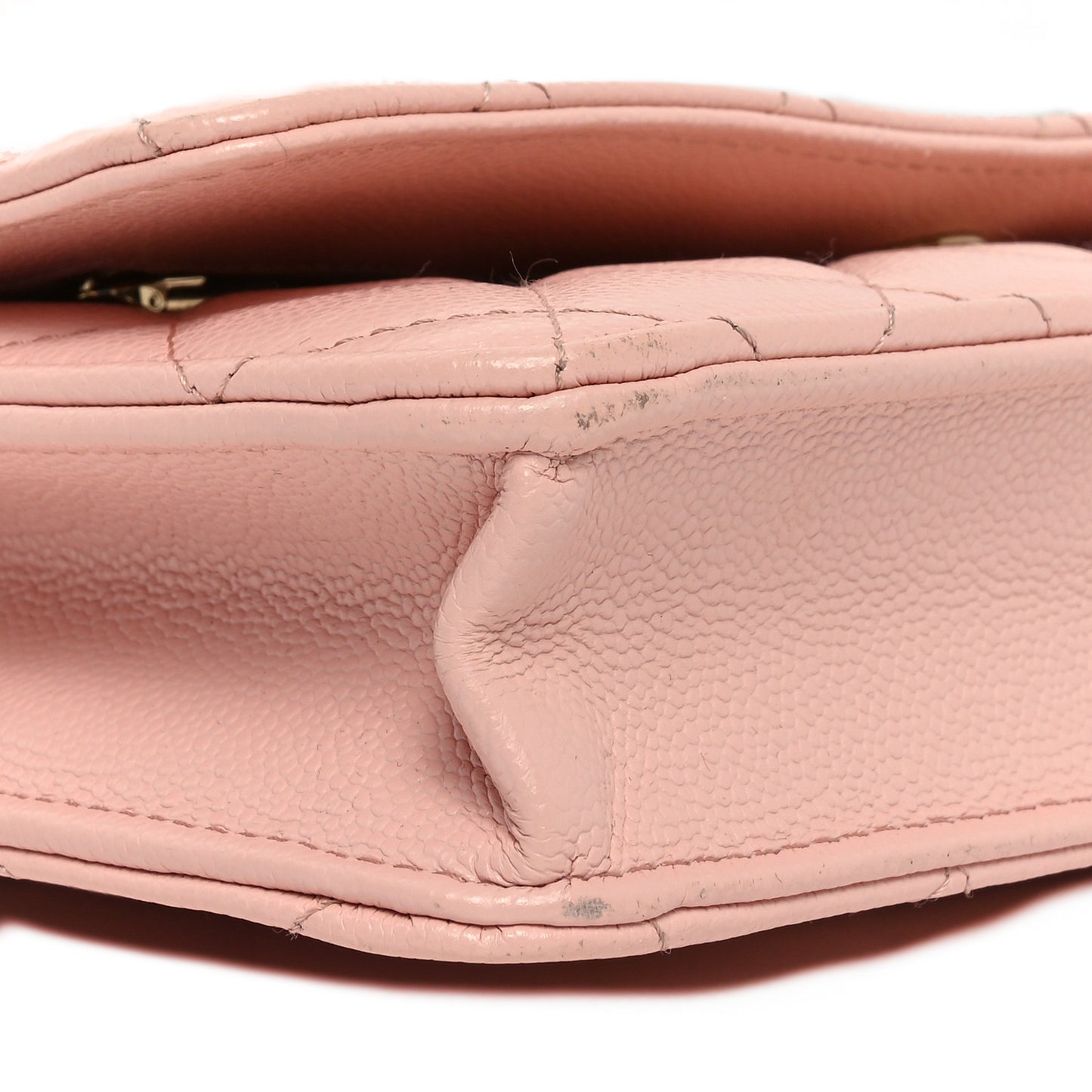 Caviar Quilted Wallet on Chain WOC Light Pink