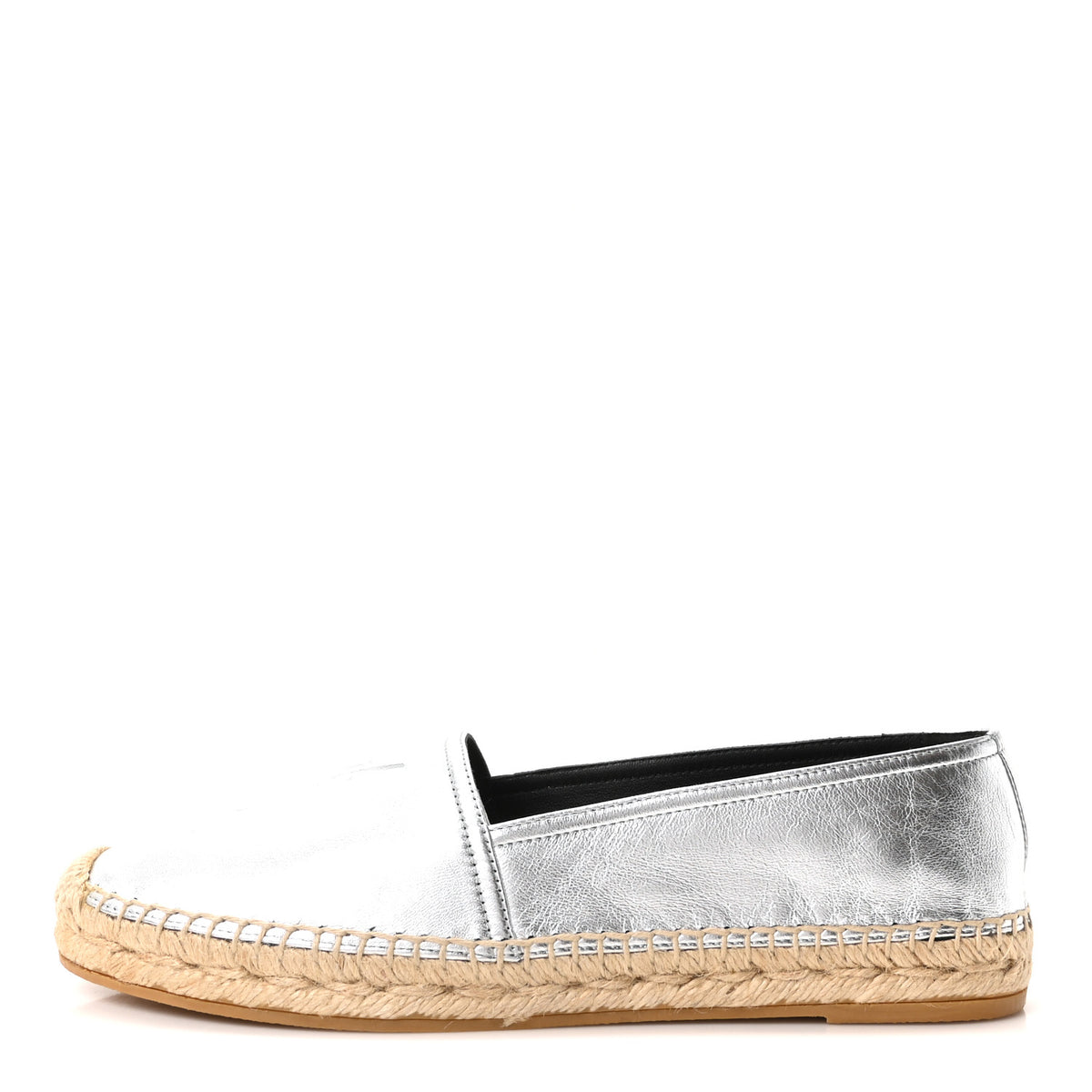 Metallic Lambskin Monogram Espadrilles 37 Platino