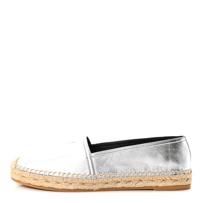 Saint Laurent Metallic Lambskin Monogram Espadrilles 37 Platino 1 of 10