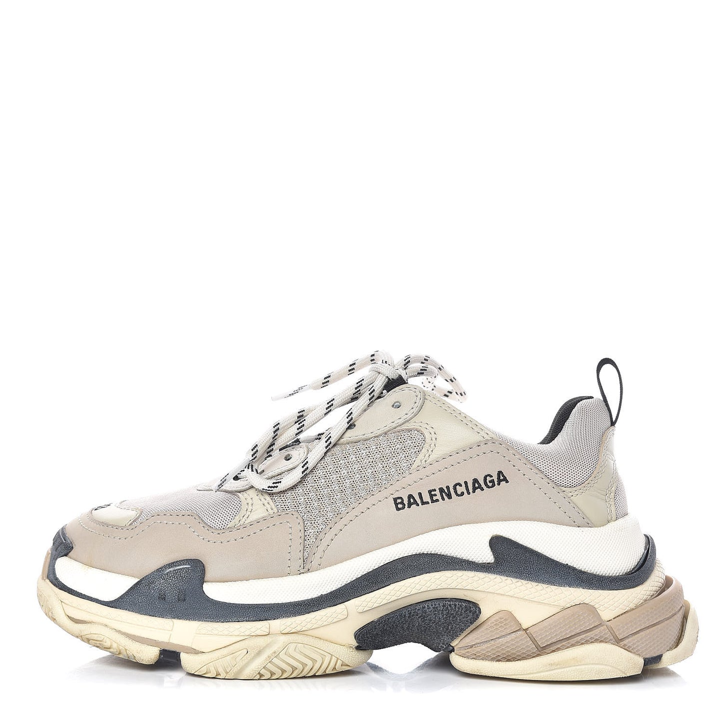 Fabric Mesh Womens Triple S Sneakers 38 Beige Black