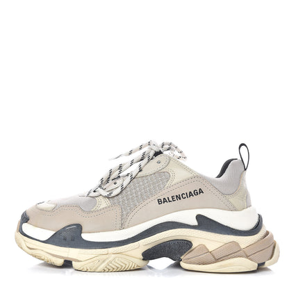 Balenciaga Fabric Mesh Womens Triple S Sneakers 38 Beige Black 1 of 15