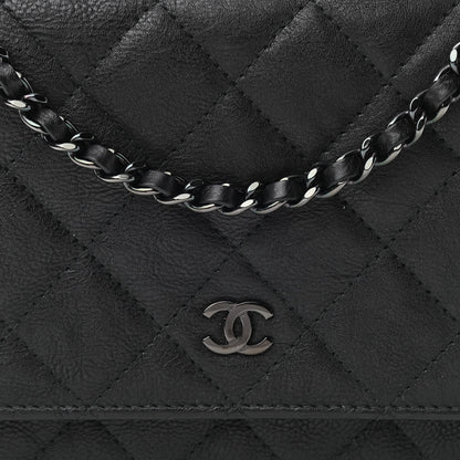 Chanel Crumpled Calfskin Quilted Wallet On Chain WOC So Black 8 of 12