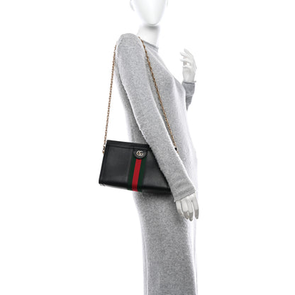 Gucci Calfskin GG Web Small Ophidia Chain Shoulder Bag Black 2 of 11