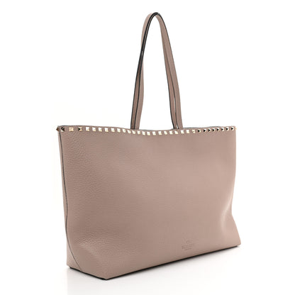 Valentino Garavani Grained Calfskin Rockstud Shoulder Tote Poudre 3 of 7