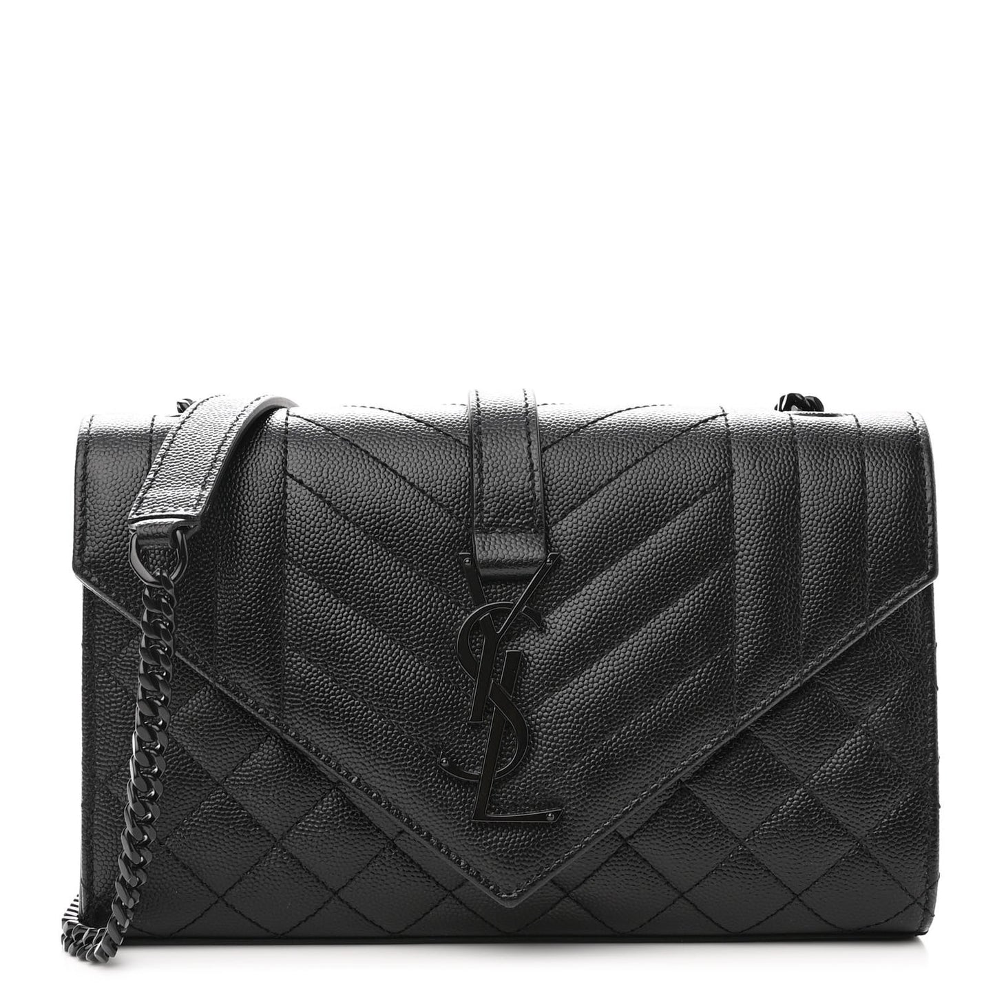 Grain De Poudre Textured Mixed Matelasse Triquilt Small Monogram Satchel Black