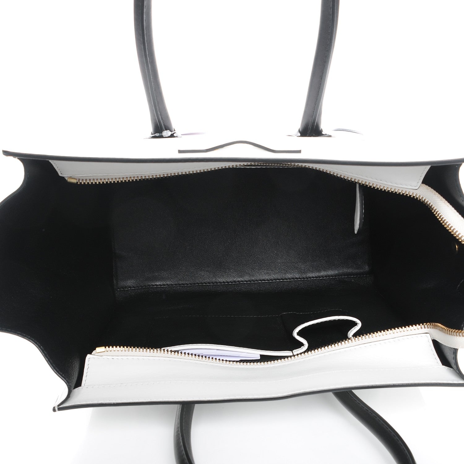 Celine Satin Calfskin Mini Bi-Color Luggage White Black 5 of 9