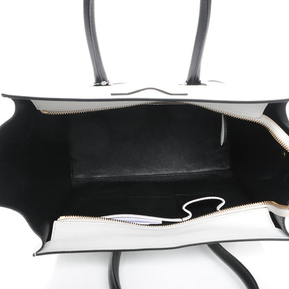 Celine Satin Calfskin Mini Bi-Color Luggage White Black 5 of 9