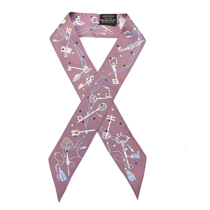 Hermes Silk Les Cles A Pois Twilly Marron Glace Gris 1 of 5