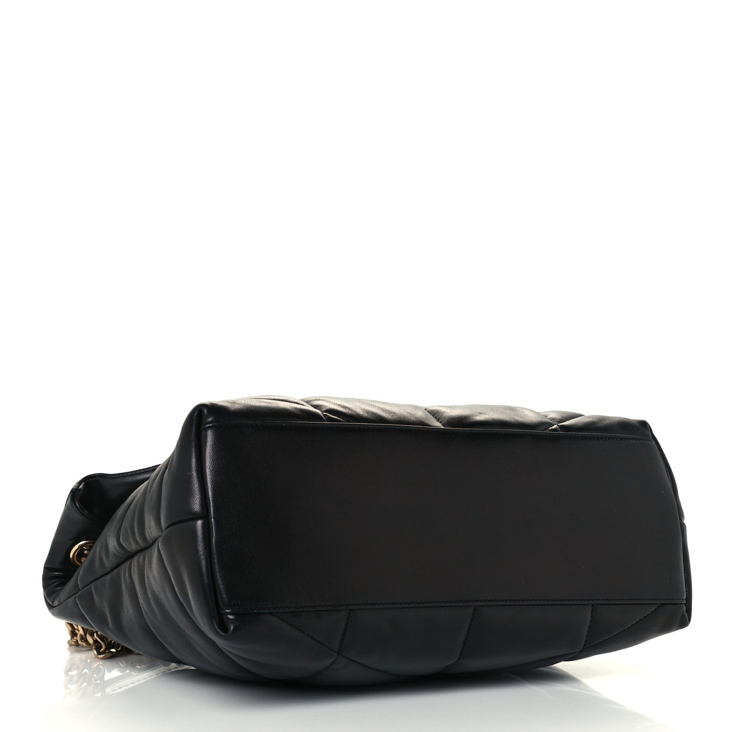 Lambskin Quilted Medium Loulou Puffer Monogram Chain Satchel Black