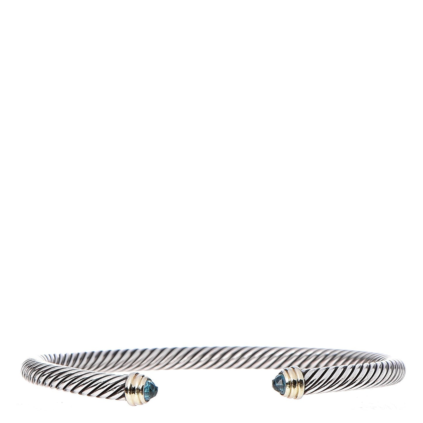 Sterling Silver 14K Yellow Gold Blue Topaz 5mm Cable Classics Petite Color Bracelet