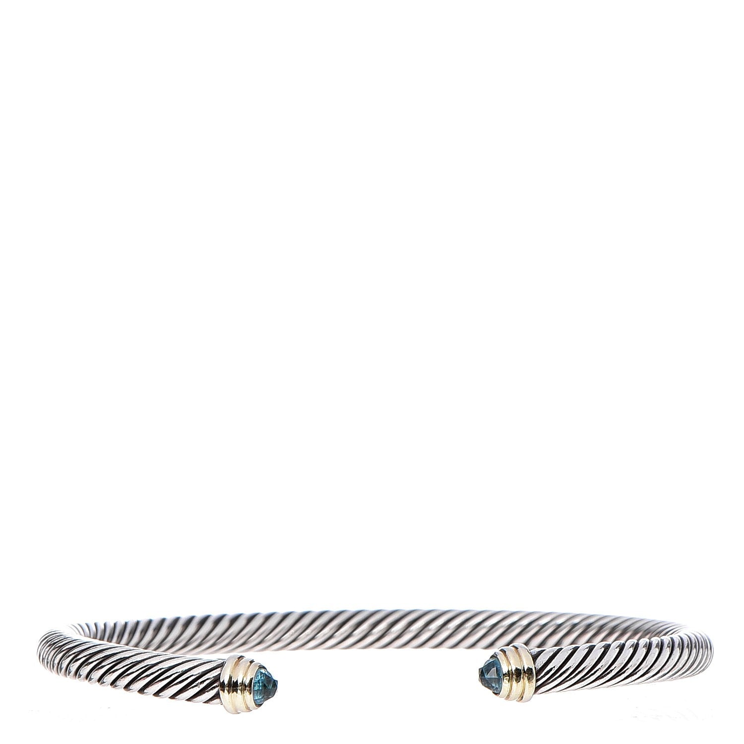 David Yurman Sterling Silver 14K Yellow Gold Blue Topaz 5mm Cable Classics Petite Color Bracelet 1 of 4