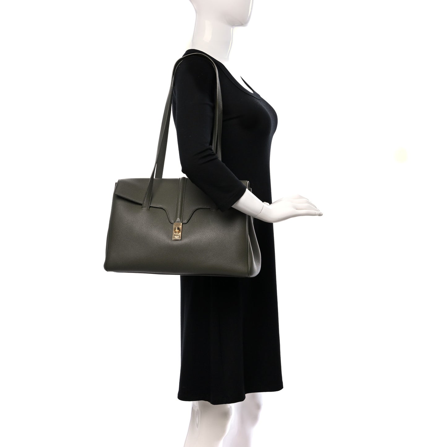 Grained Calfskin Medium Soft 16 Bag Dark Olive