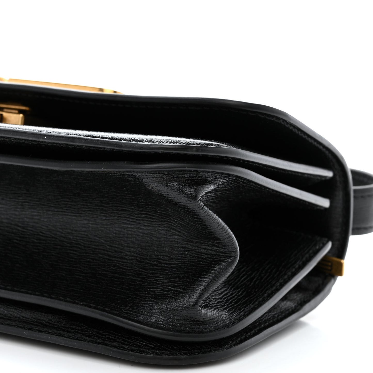 Calfskin Stripe Embossed Small Gossip Bag Black