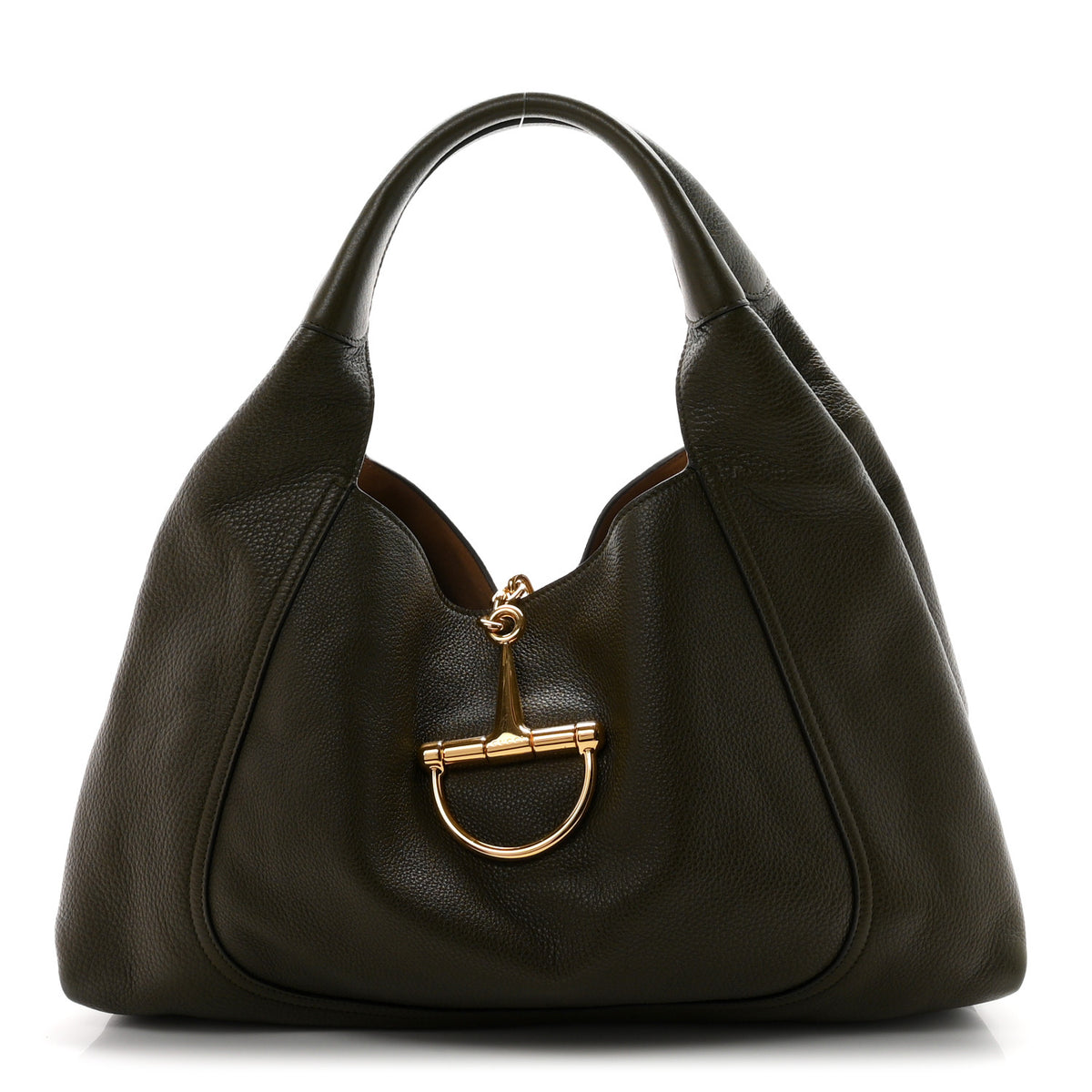 Grained Calfskin Softbit Maxi Shoulder Bag Forest Green