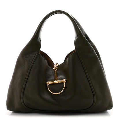 Gucci Grained Calfskin Softbit Maxi Shoulder Bag Forest Green 1 of 11
