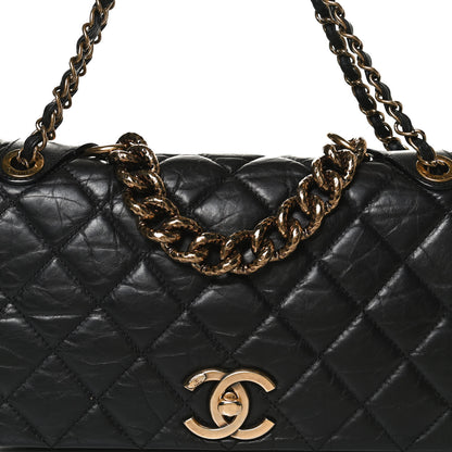 Chanel Aged Calfskin Quilted Medium Pondichery Flap Black 14 of 29