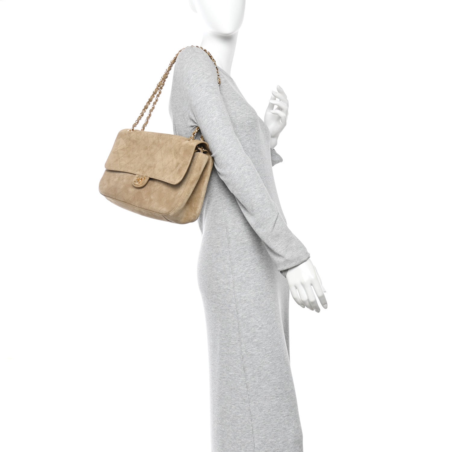 Chanel Suede Calfskin Small Souplissimo Maxi Flap Dark Beige 2 of 11
