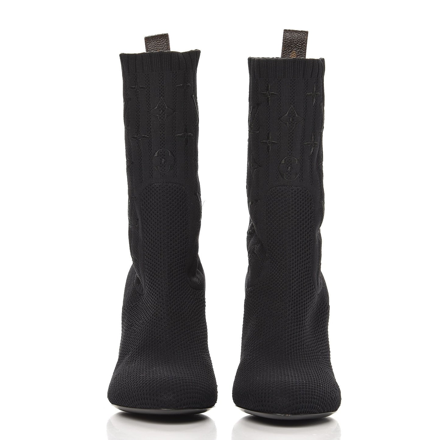 Monogram Stretch Fabric Silhouette Ankle Boots 36 Black
