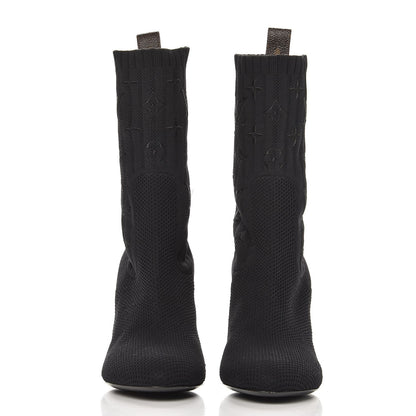 Louis Vuitton Monogram Stretch Fabric Silhouette Ankle Boots 36 Black 3 of 9