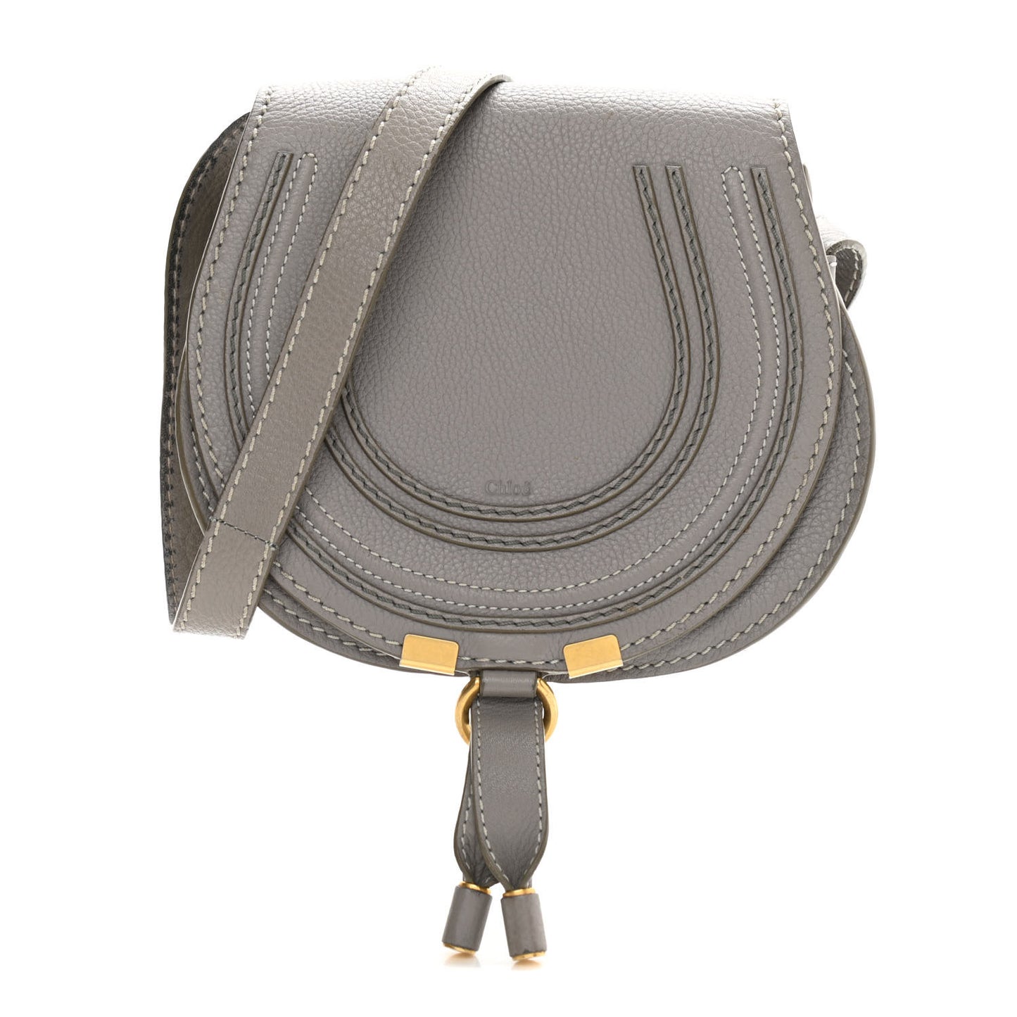 Calfskin Mini Marcie Round Crossbody Bag Cashmere Grey