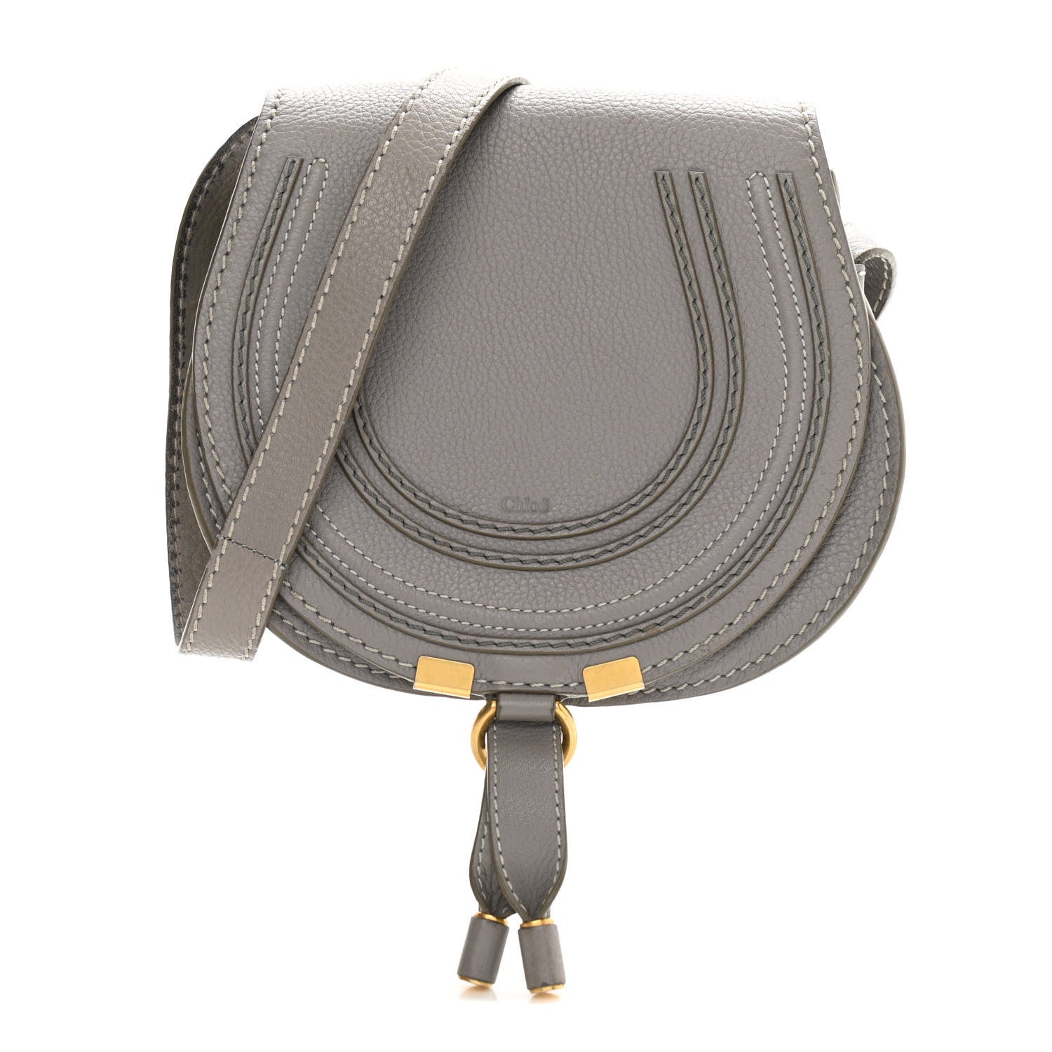 Chloe Calfskin Mini Marcie Round Crossbody Bag Cashmere Grey 1 of 10
