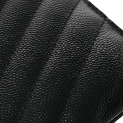 Saint Laurent Grain De Poudre Chevron Monogram Bill Pouch Black 12 of 14