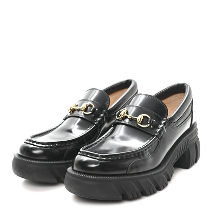 Gucci Magnum Calfskin Nappa Samoa Womens Horsebit Platform Chunky Lug Sole 40mm Loafers 40 Black 4 of 11