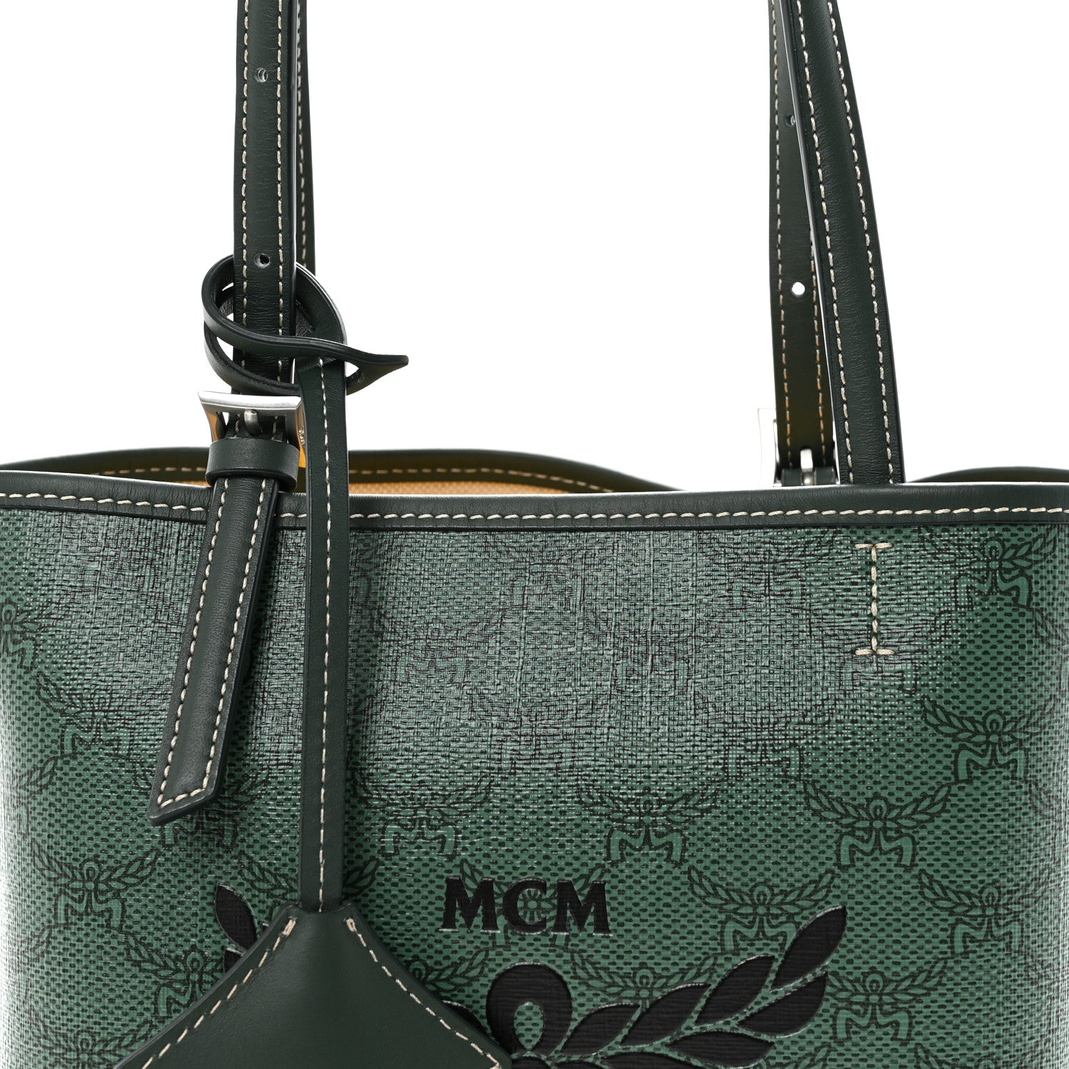MCM Lauretos Nappa MIni Himmel Shopper Tote Forest Green 6 of 8
