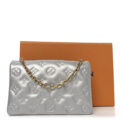 Louis Vuitton Metallic Lambskin Embossed Monogram Pochette Coussin Silver 18 of 19