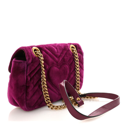 Gucci Velvet Matelasse Mini GG Marmont Shoulder Bag Fuchsia Violet Cyclamen 3 of 10