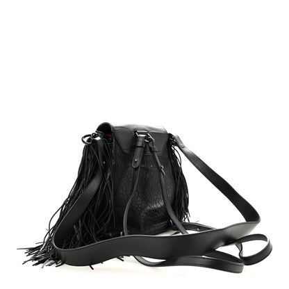 Christian Louboutin Pebbled Calfskin Fringe Lucky L Convertible Backpack Black 3 of 15