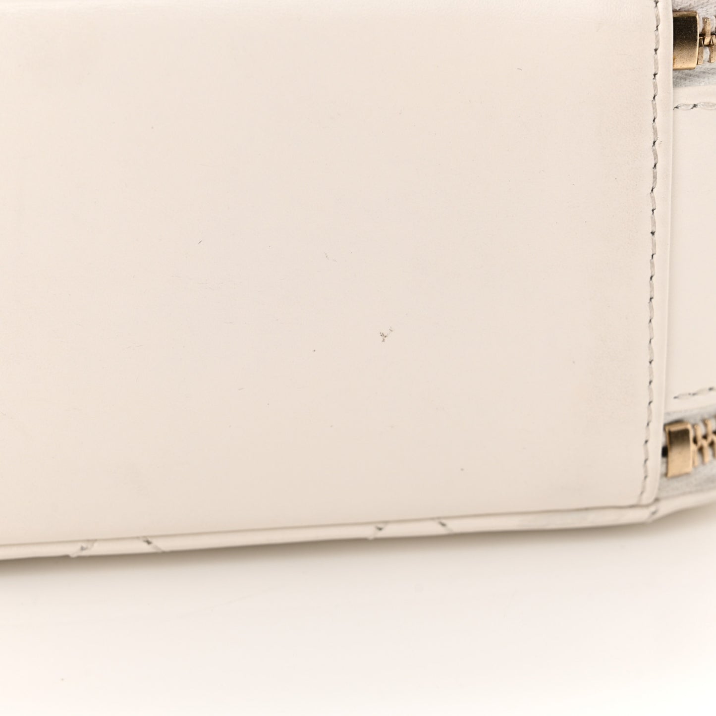 Shiny Calfskin Quilted Top Handle Vanity Case White
