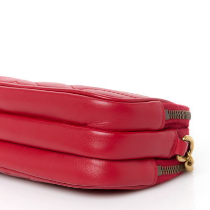 Gucci Calfskin Matelasse Mini GG Marmont Chain Crossbody Bag Hibiscus Red 12 of 12