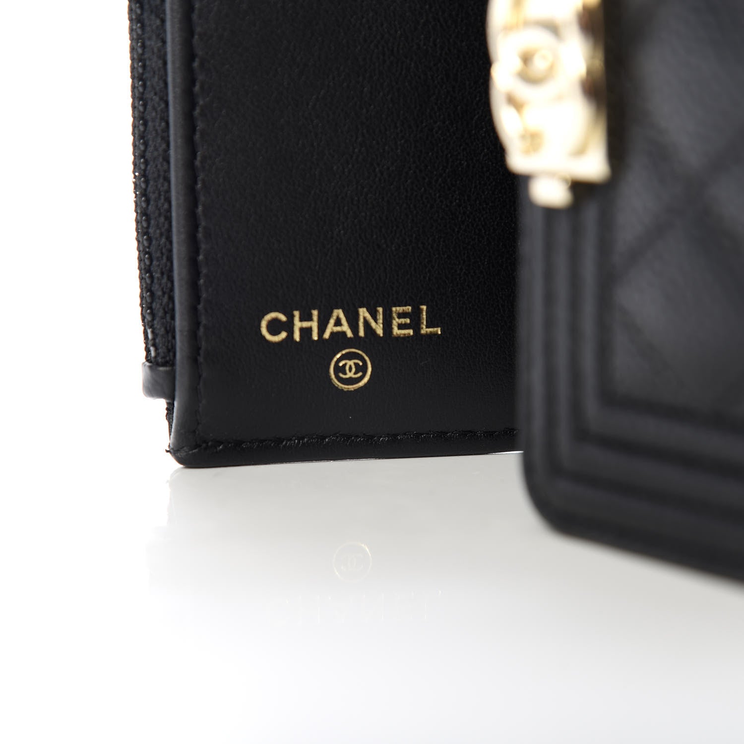 Chanel Caviar Quilted Compact Boy Wallet Black 6 of 8