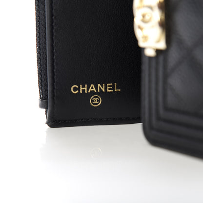 Chanel Caviar Quilted Compact Boy Wallet Black 6 of 8
