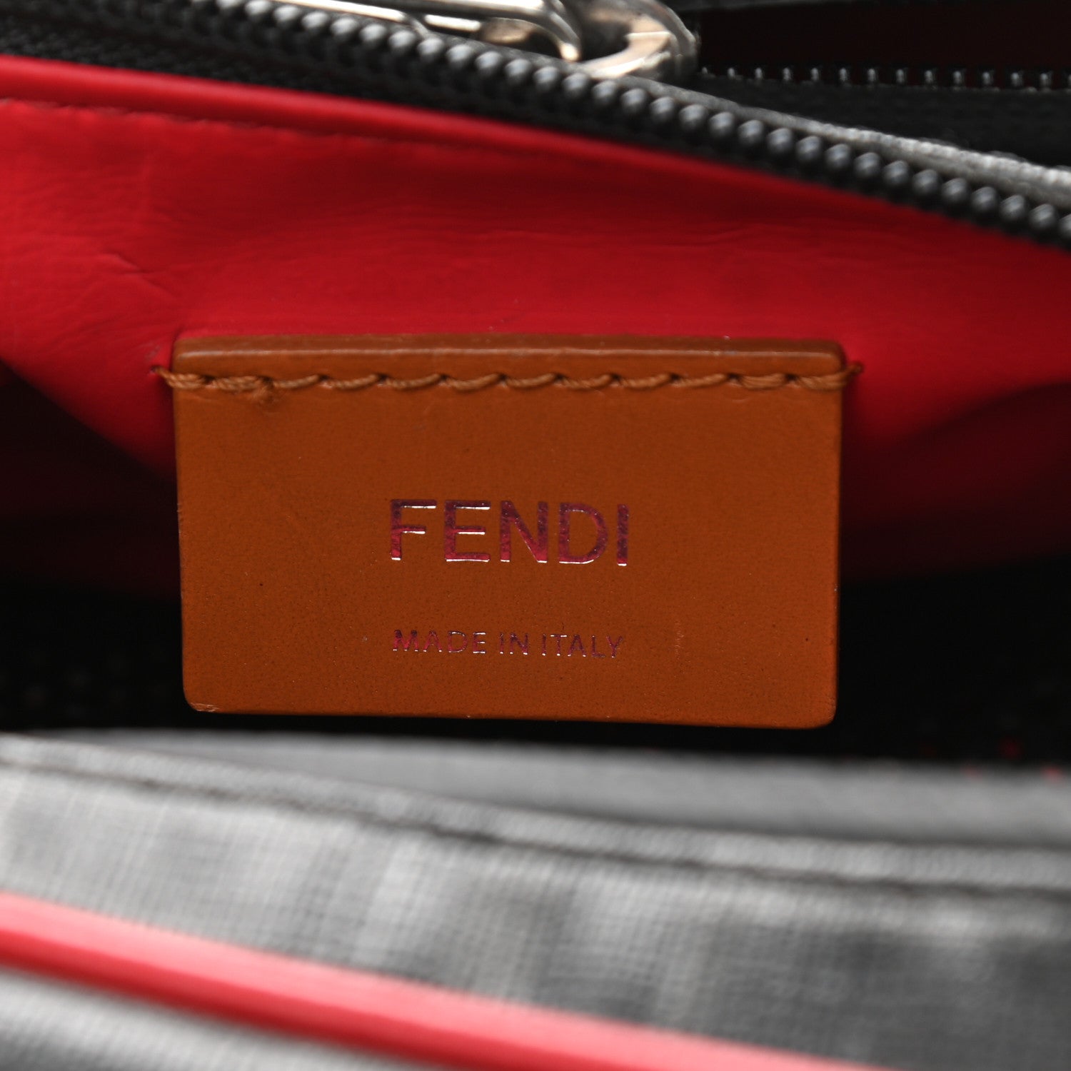 Fendi Glazed Fabric Vitello Century FF 1974 Pocket Belt Bag Black Rosso 5 of 11