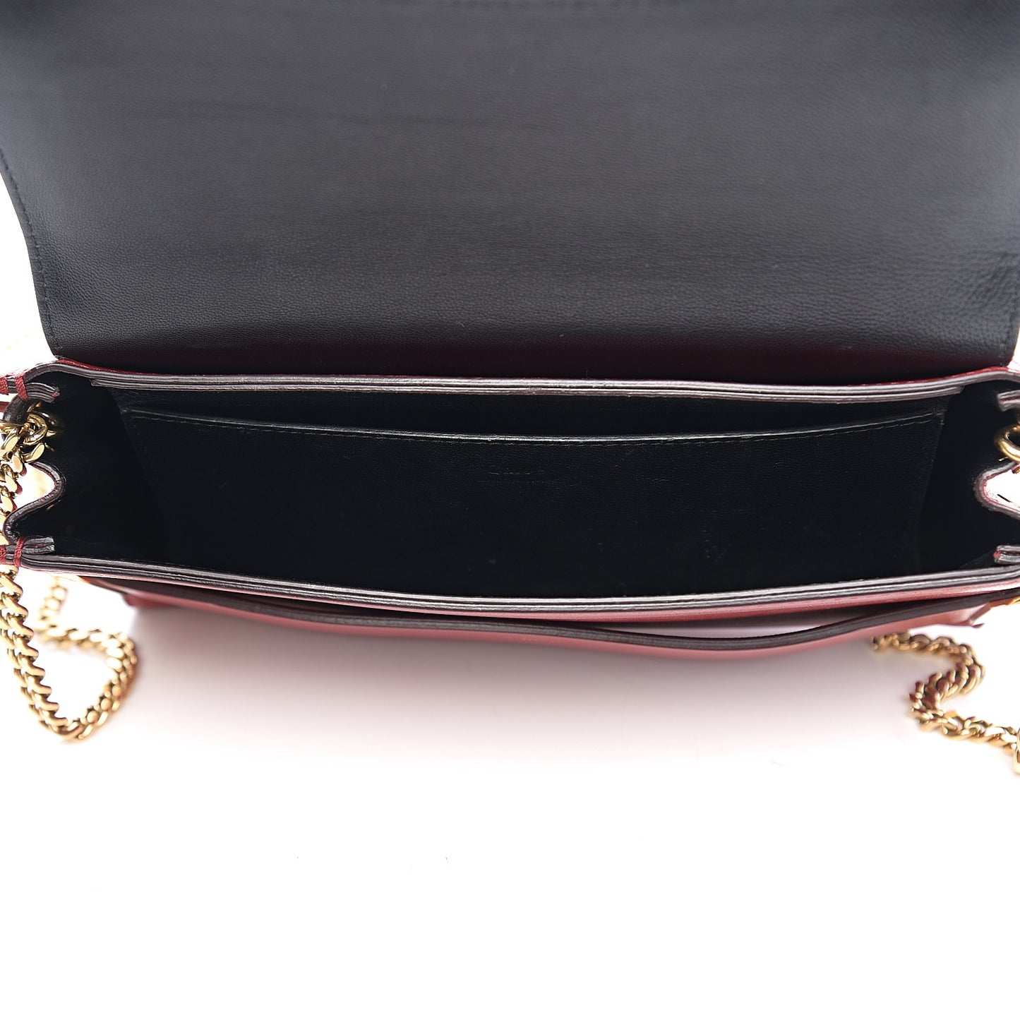 Lambskin Medium Elle Chain Clutch Red