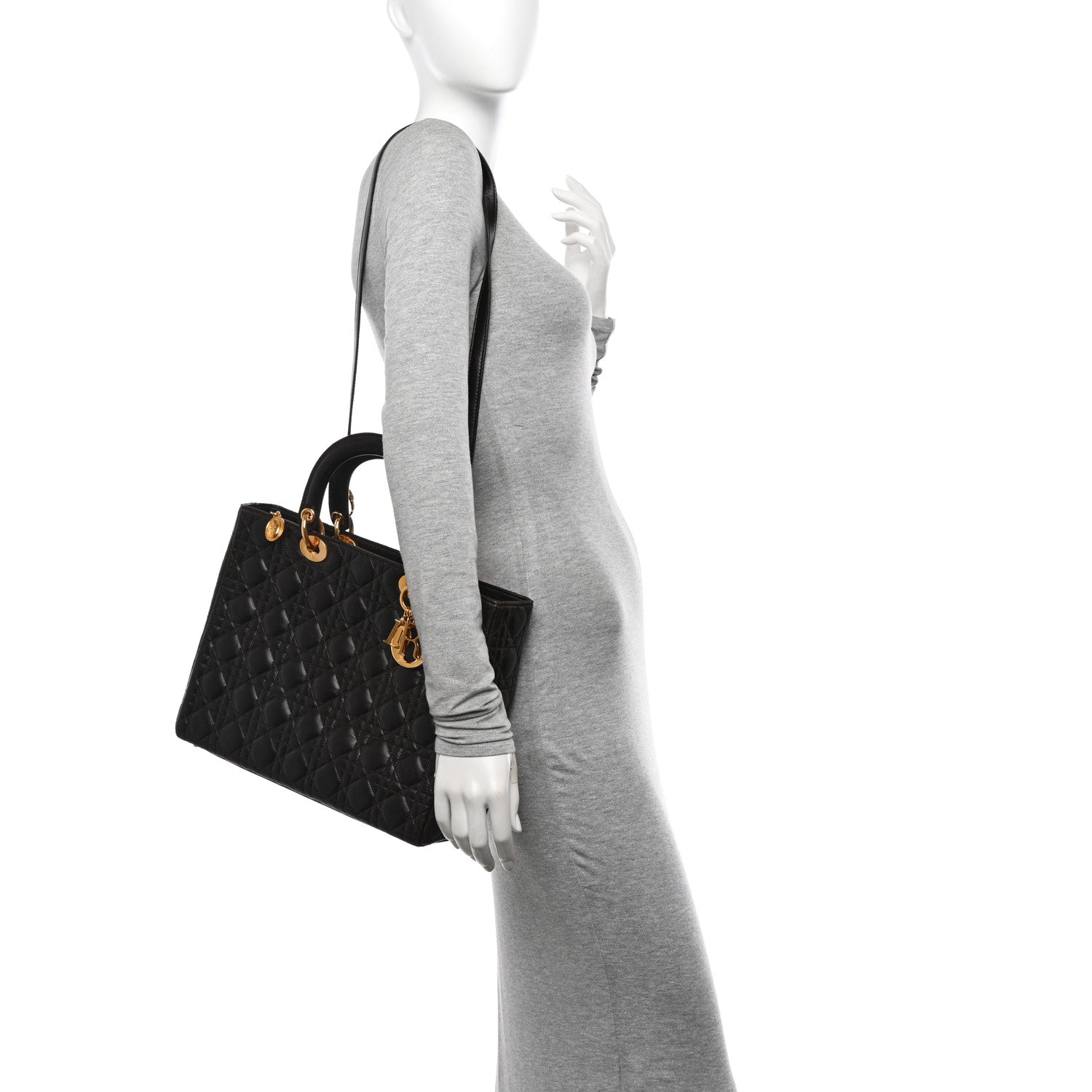 Christian Dior Lambskin Cannage Large Lady Dior Brown 2 of 10