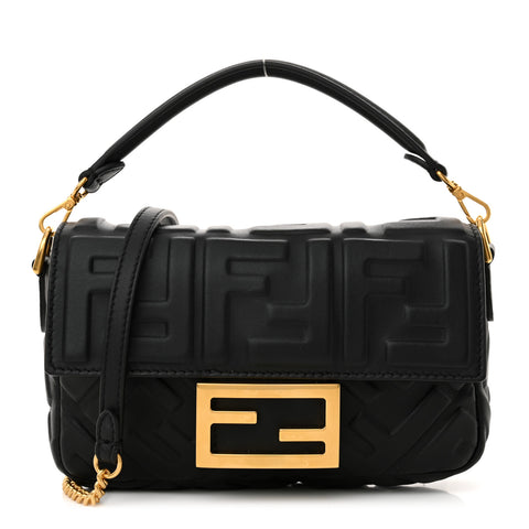 Nappa FF 1974 Embossed Mini Baguette Black
