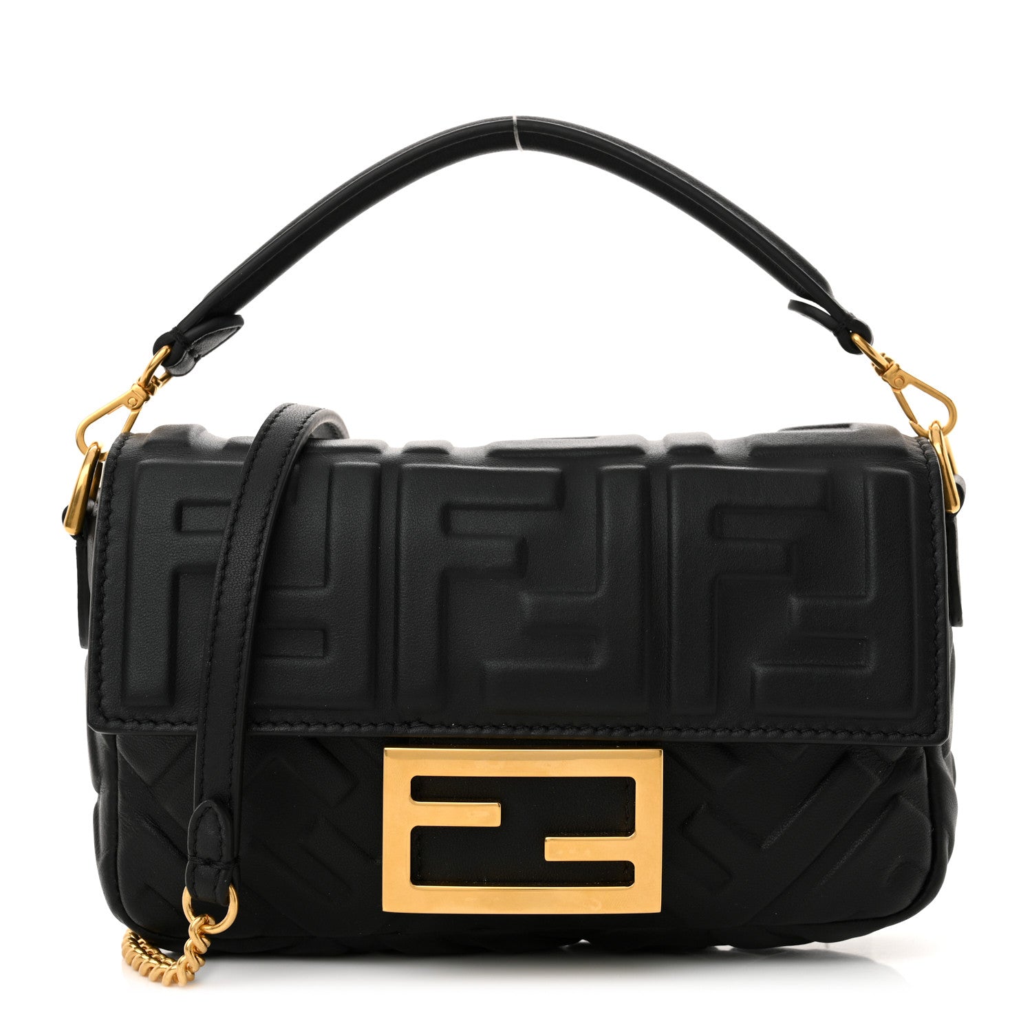 Fendi Nappa FF 1974 Embossed Mini Baguette Black 1 of 10