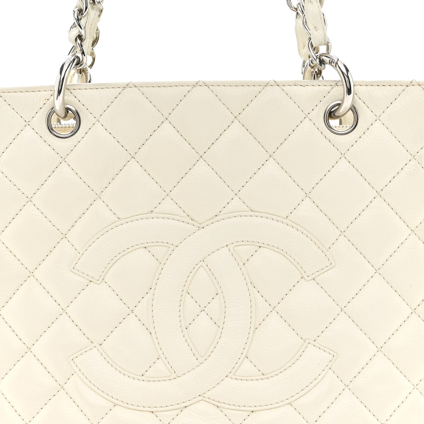 Caviar Quilted Grand Shopping Tote GST White