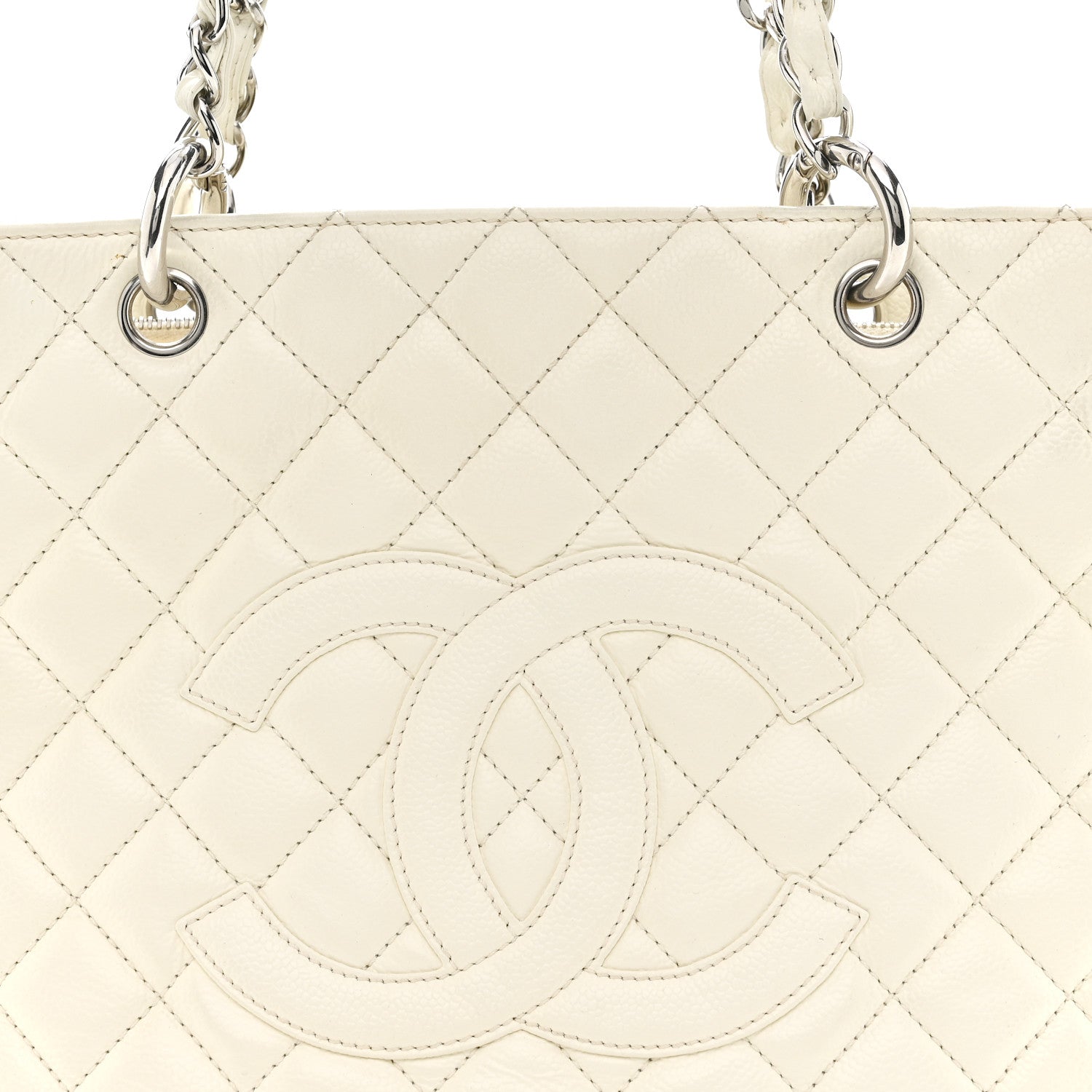 Chanel Caviar Quilted Grand Shopping Tote GST White 9 of 22