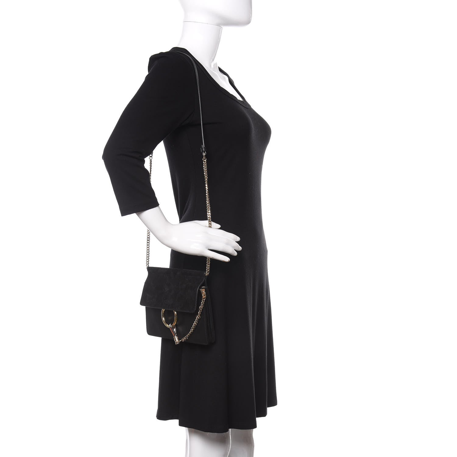 Chloe Calfskin Suede Mini Chain Faye Shoulder Bag Black 2 of 10