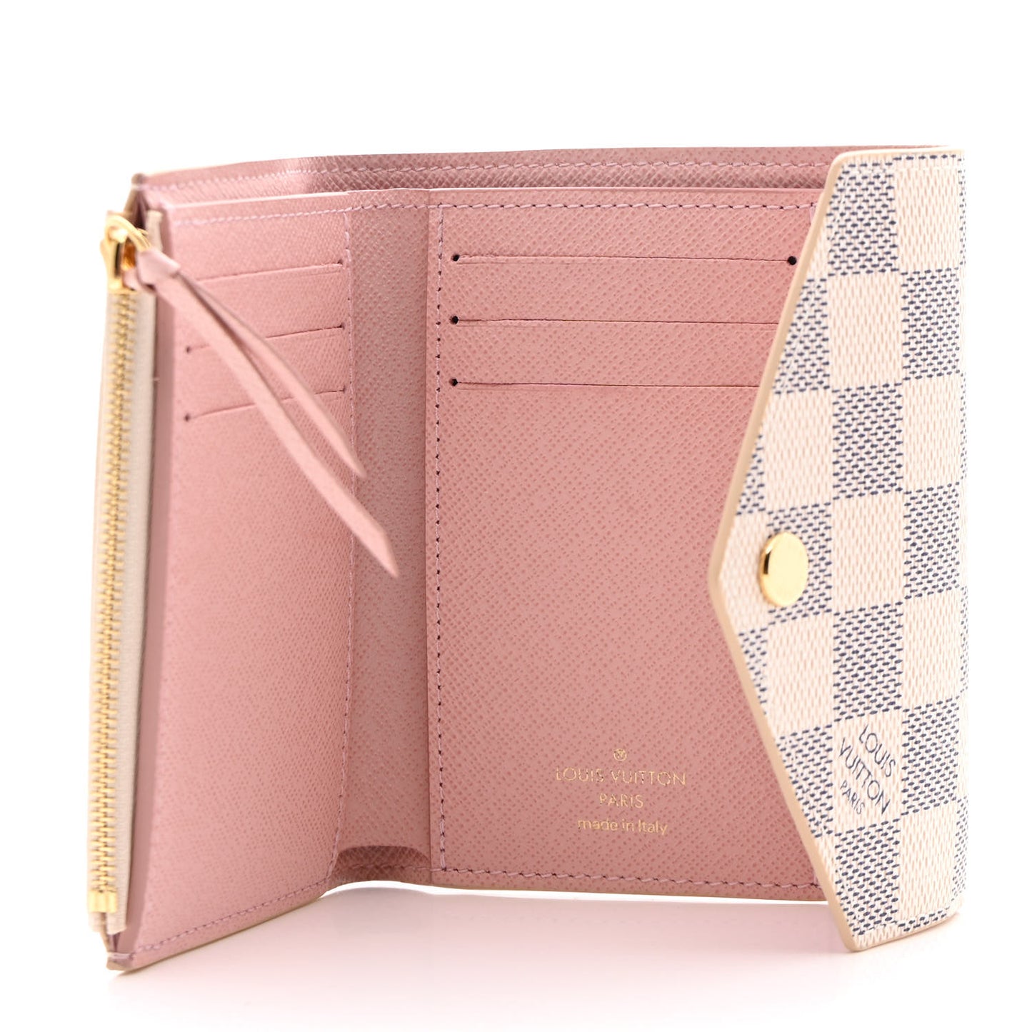 LOUIS VUITTON Damier Azur Victorine Wallet Rose Ballerine
