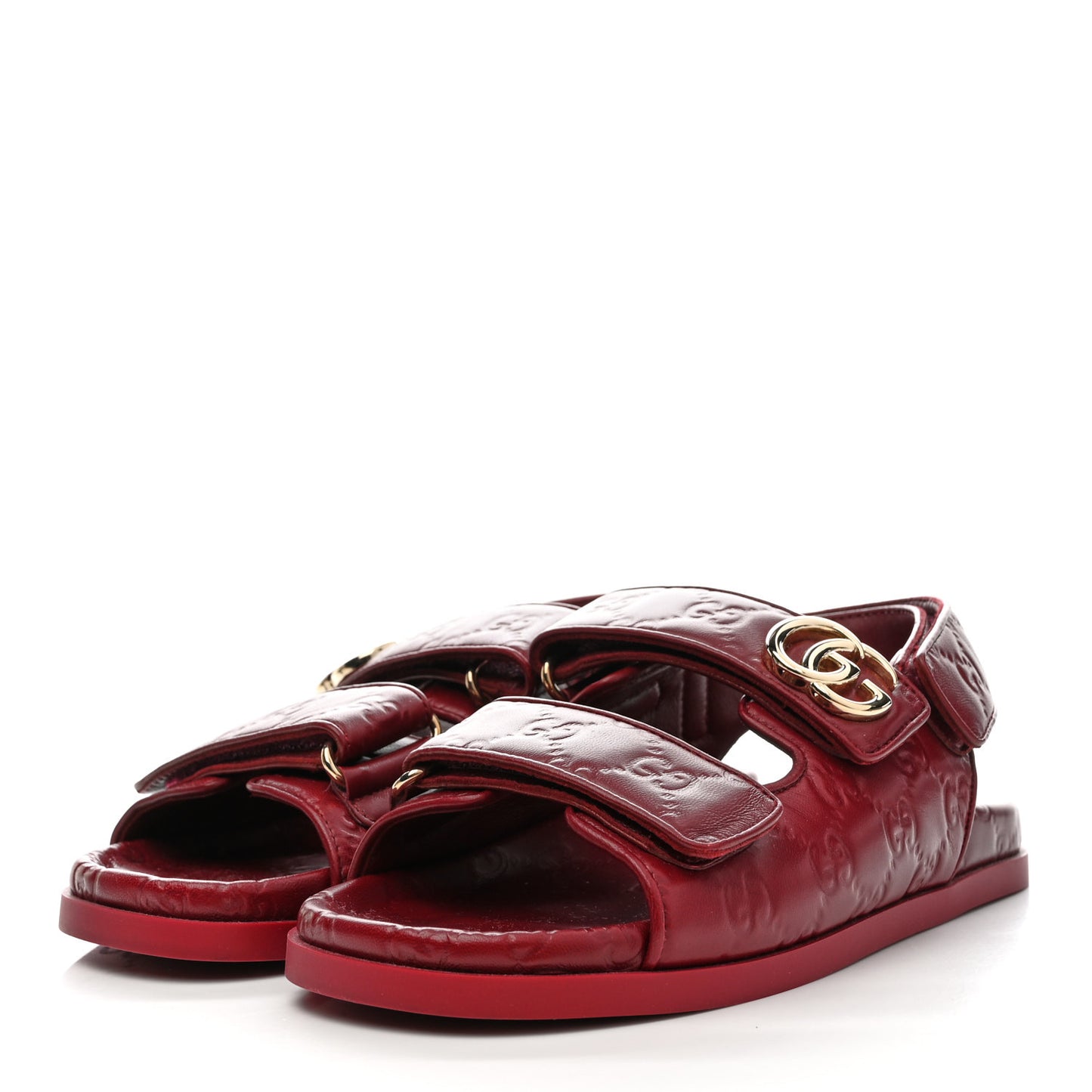 Guccissima GG Embossed Womens Sandals 36 Rosso Ancora