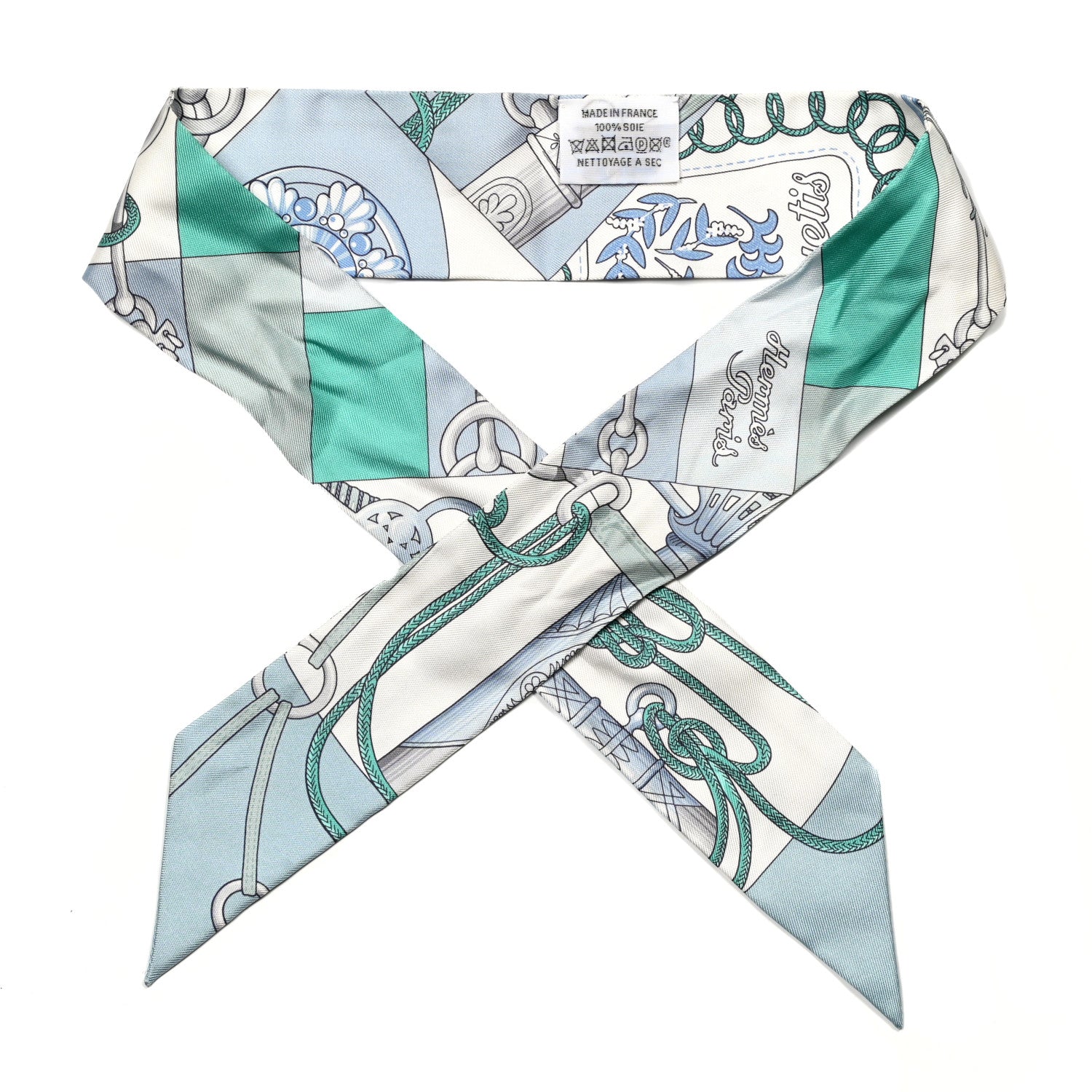 Hermes Silk Cliquetis Twilly Ciel White Menthol 1 of 4