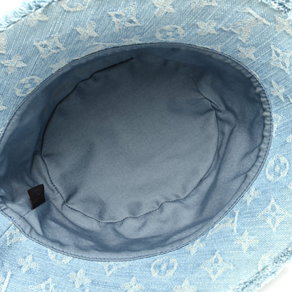 Louis Vuitton Monogram Denim Fringe Bucket Hat Blue 7 of 8