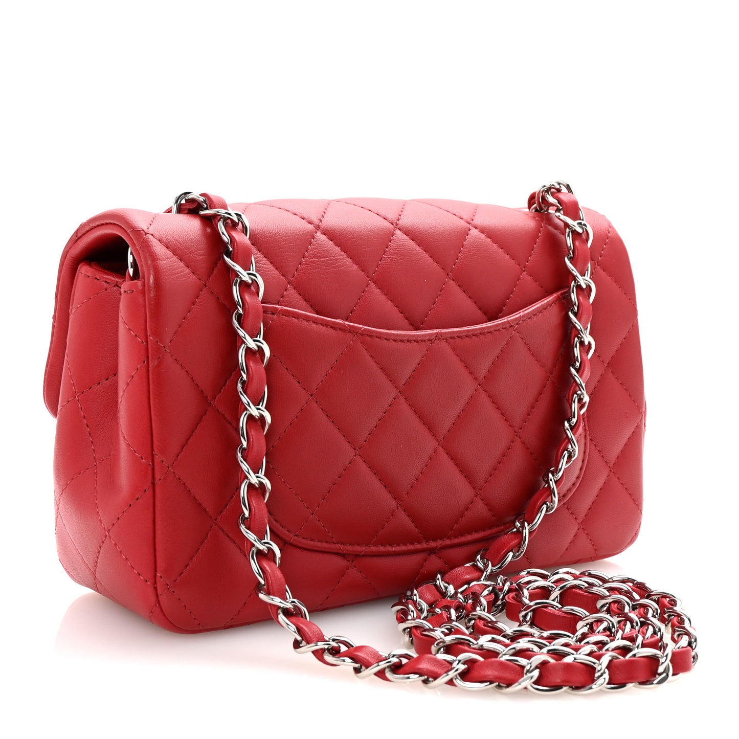 Lambskin Quilted Mini Rectangular Flap Red