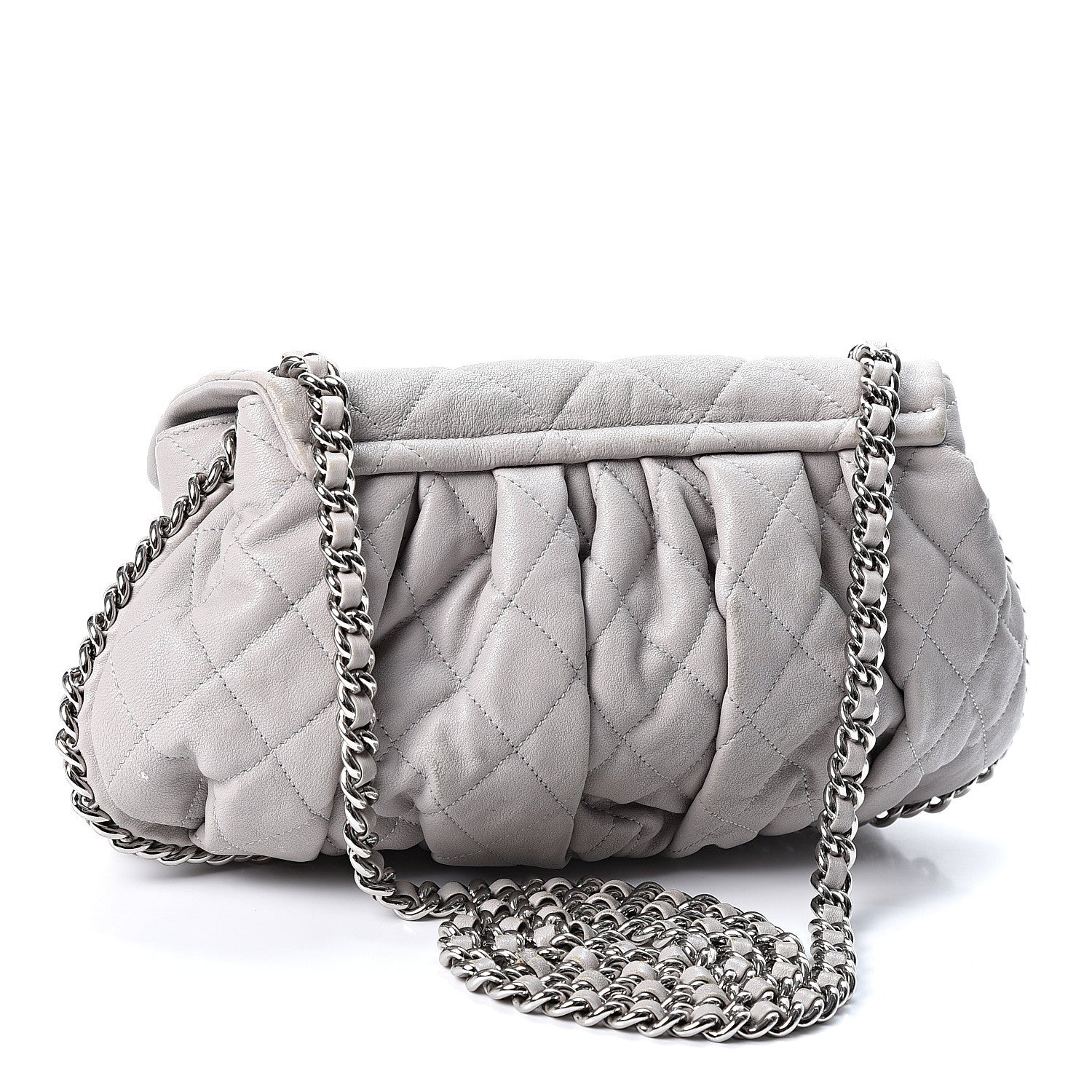 Chanel Washed Lambskin Quilted Medium Chain Around Messenger Grey 2 of 11