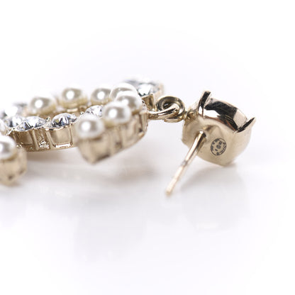 Chanel Crystal Pearl Dazzling Domino CC Drop Earrings Gold 4 of 4